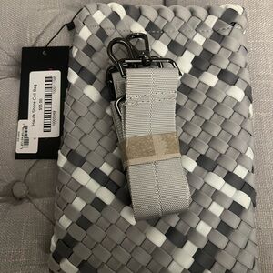 HAUTE SHORE Gray and White Woven Tote with Strap NWT